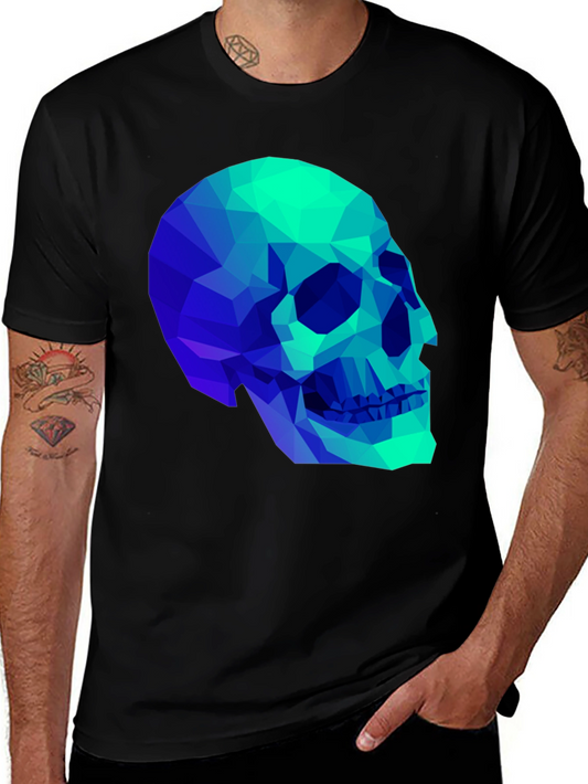 Geometric Skull Graphic Black T-Shirt
