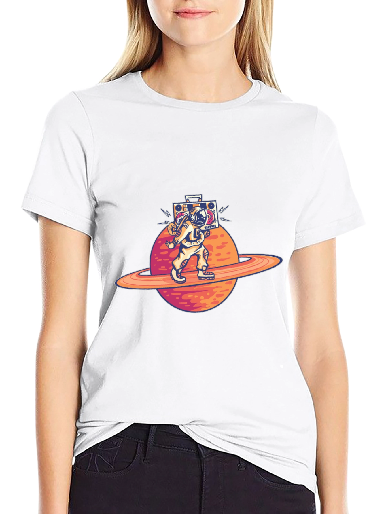 Astronaut Planet Boombox Graphic Tee