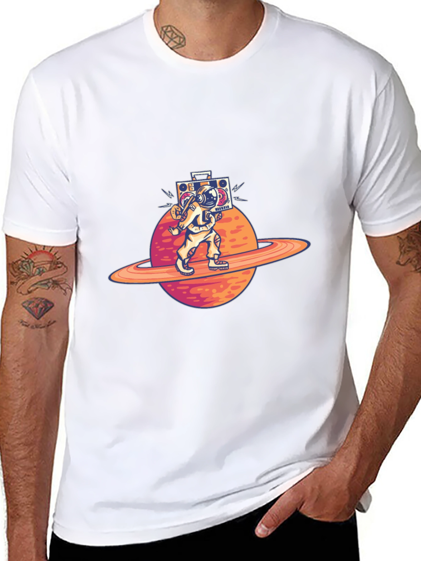 Astronaut Planet Boombox Graphic Tee