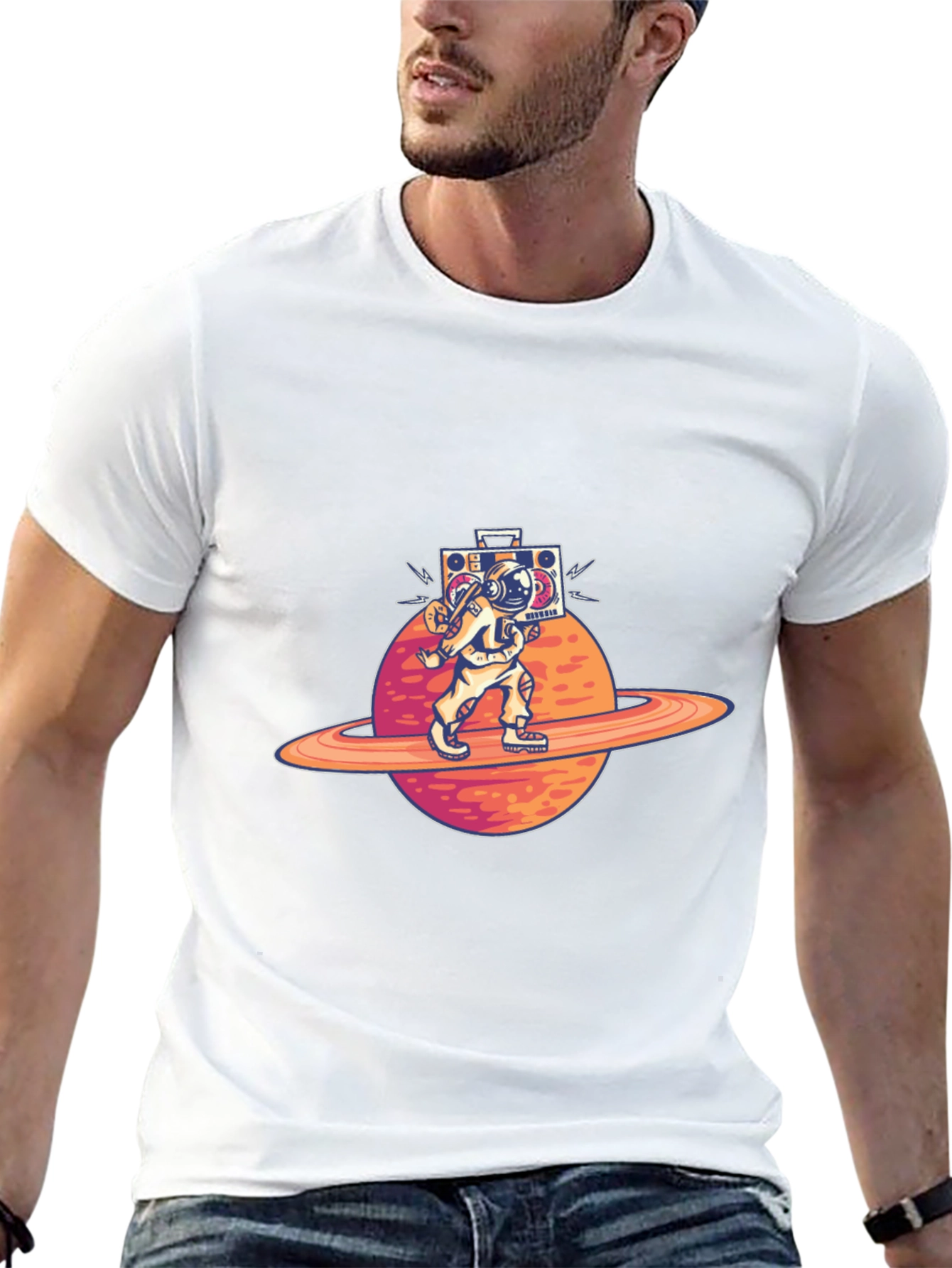 Astronaut Planet Boombox Graphic Tee