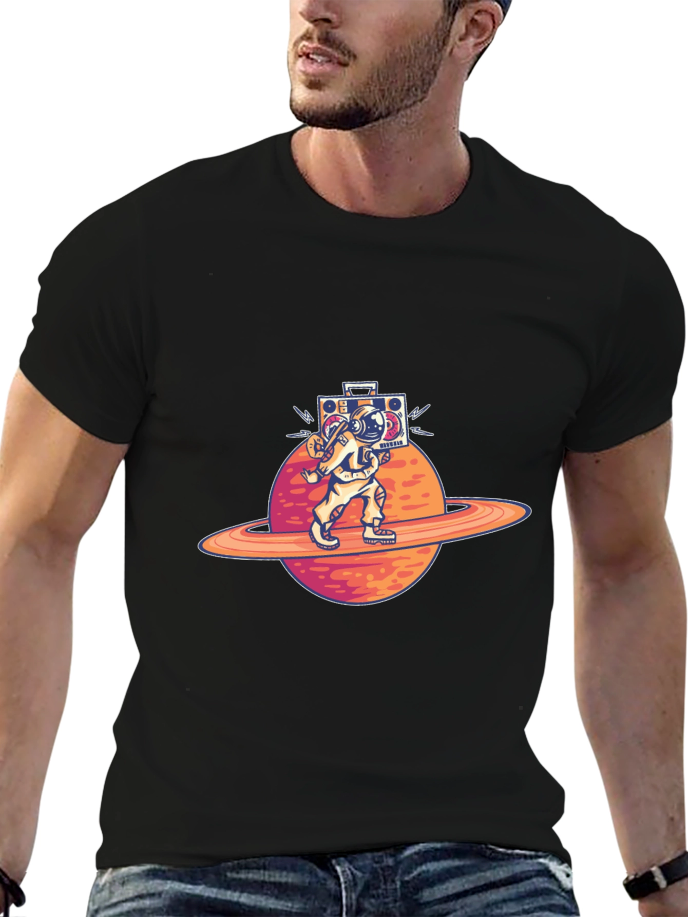 Astronaut Planet Boombox Graphic Tee
