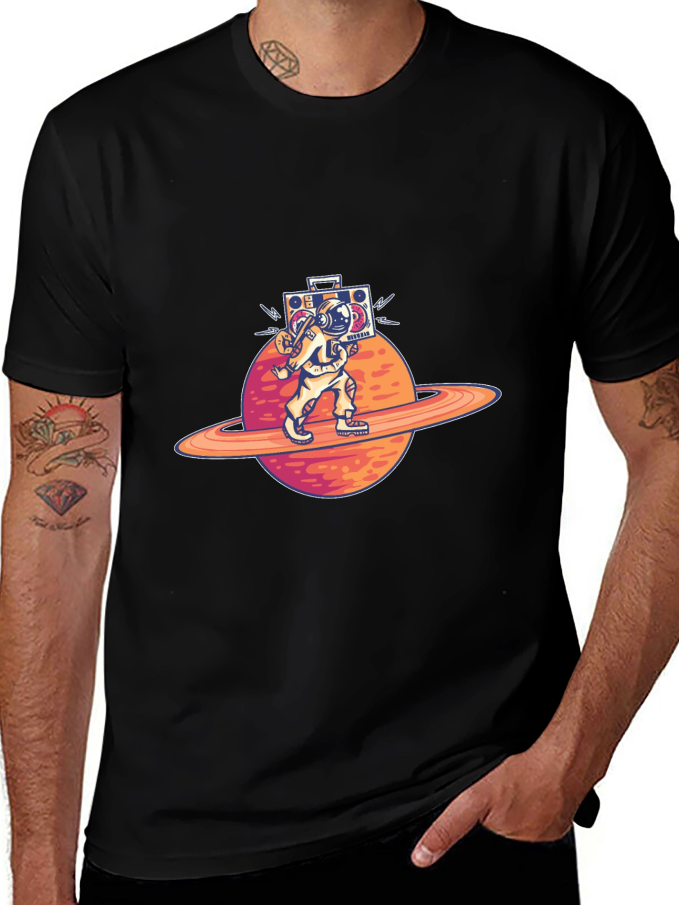 Astronaut Planet Boombox Graphic Tee
