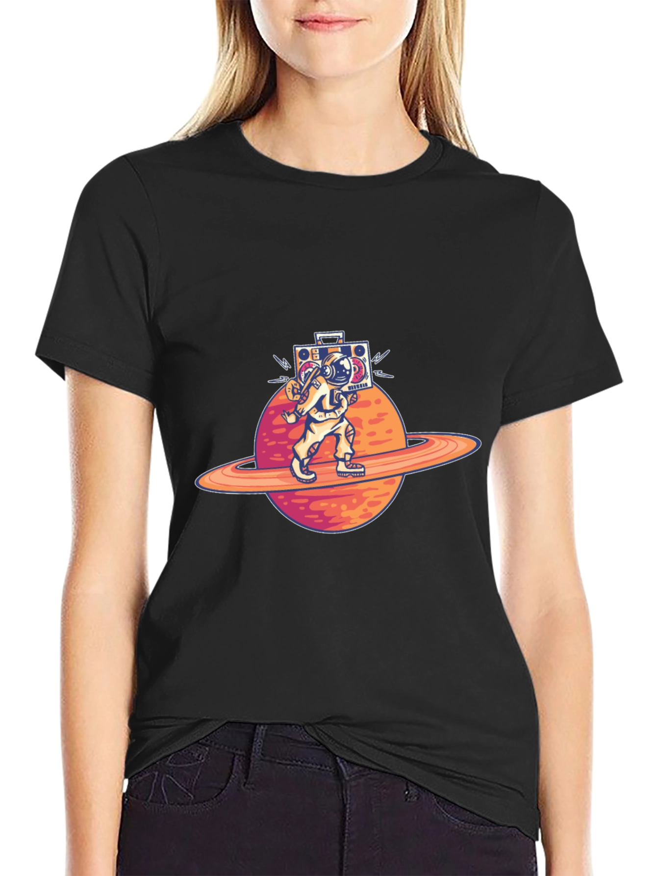 Astronaut Planet Boombox Graphic Tee