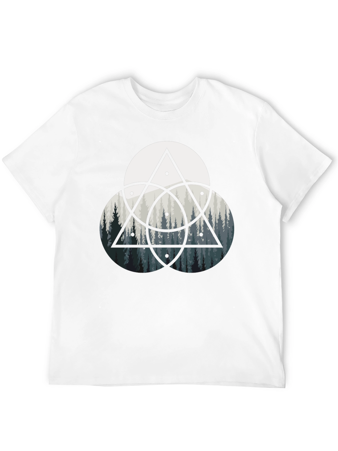 Geometric Forest Print Black T-Shirt