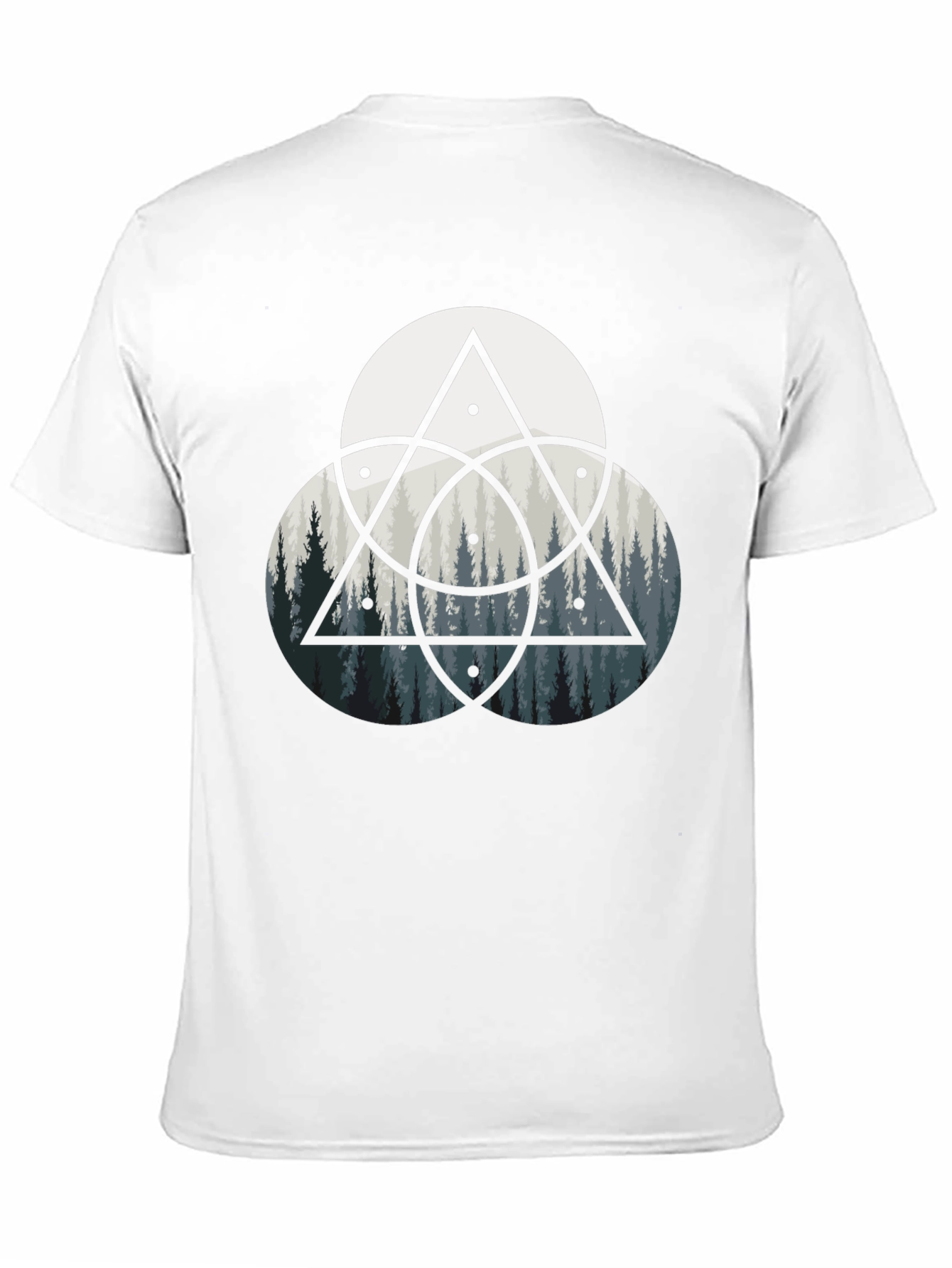 Geometric Forest Print Black T-Shirt