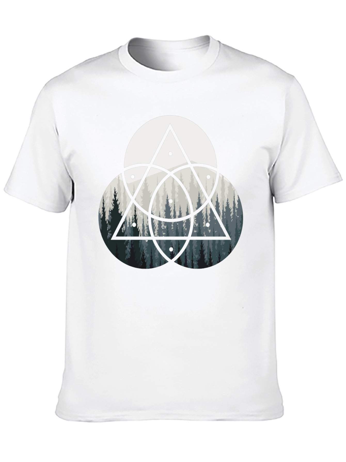 Geometric Forest Print Black T-Shirt