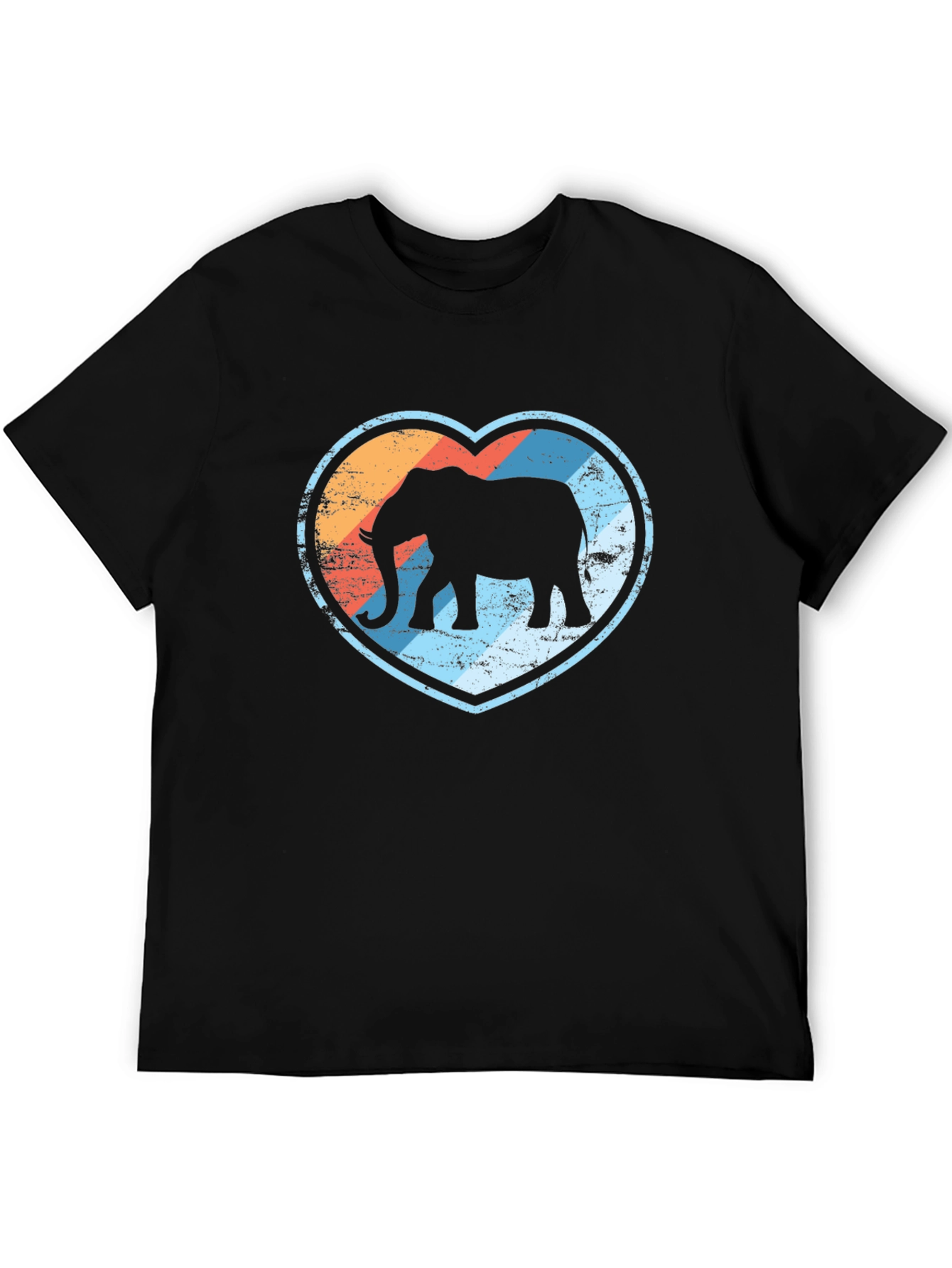 Elephant Heart Graphic Print Black T-Shirt