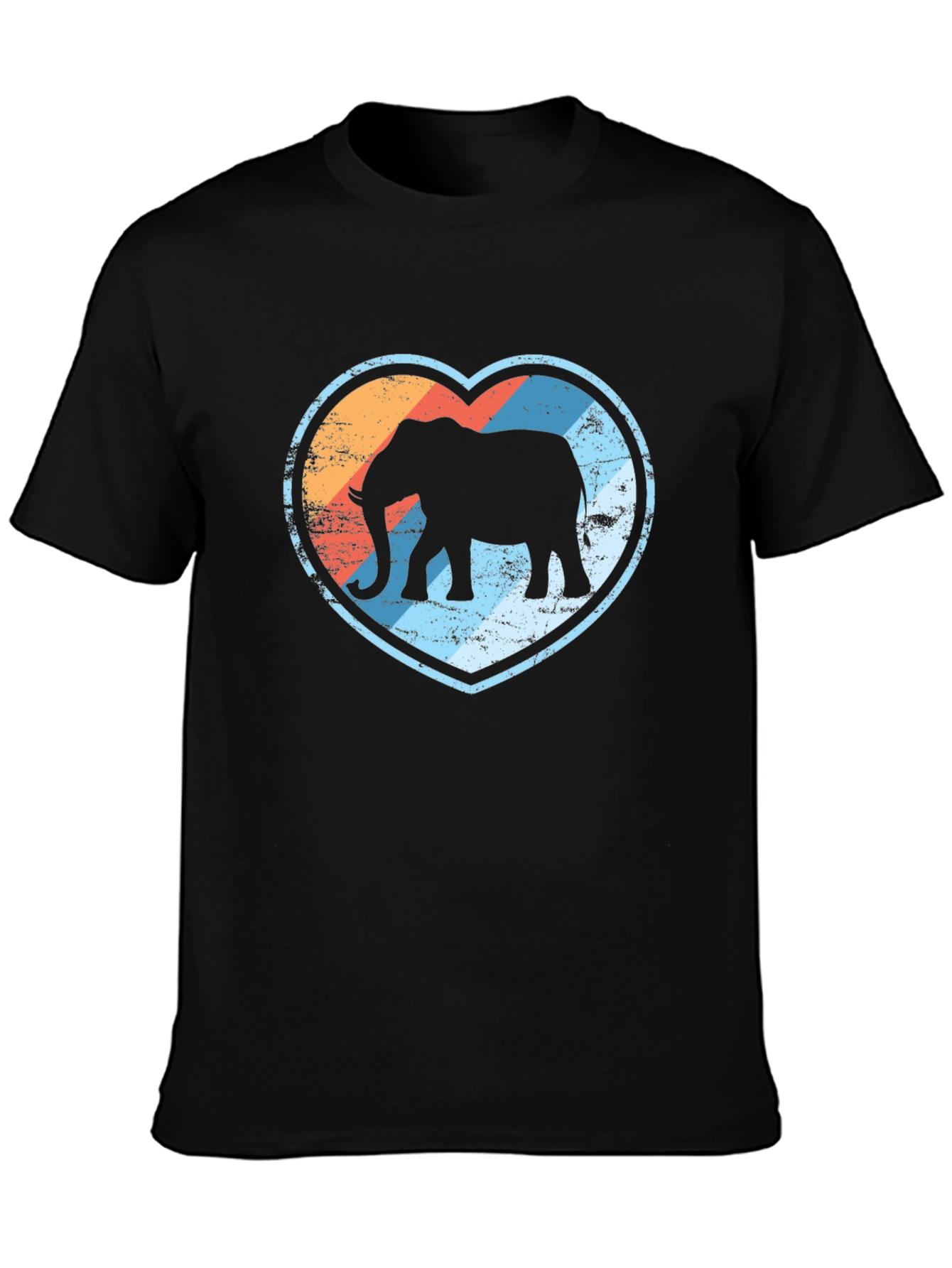 Elephant Heart Graphic Print Black T-Shirt