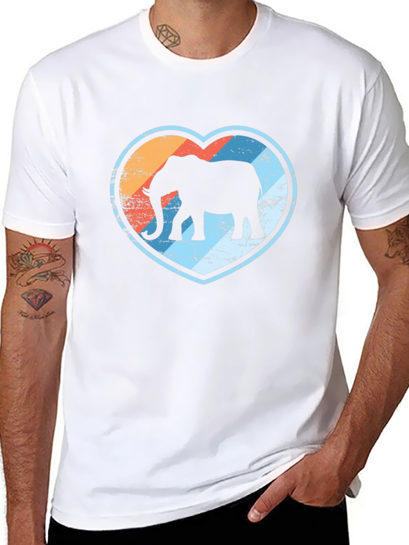 Elephant Heart Graphic Print Black T-Shirt