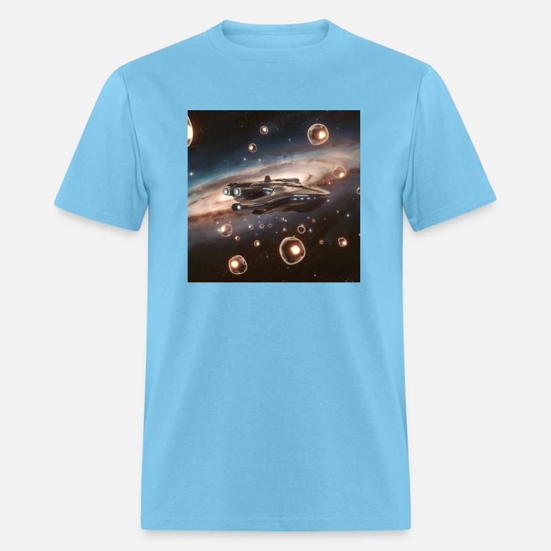 A colorful illustration of a spaceship