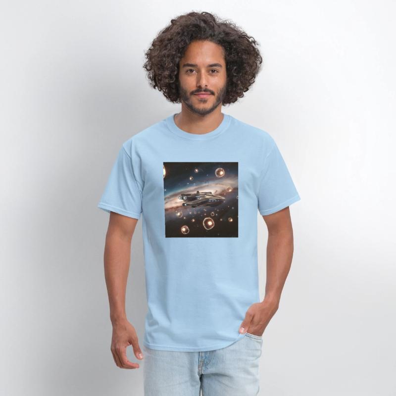 A colorful illustration of a spaceship