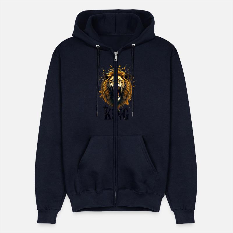 A roaring lion head emerging from splattered