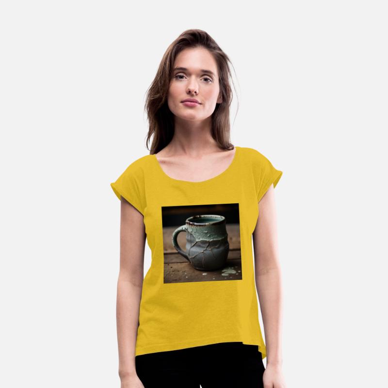 A rough ceramic mug is a handmade piece