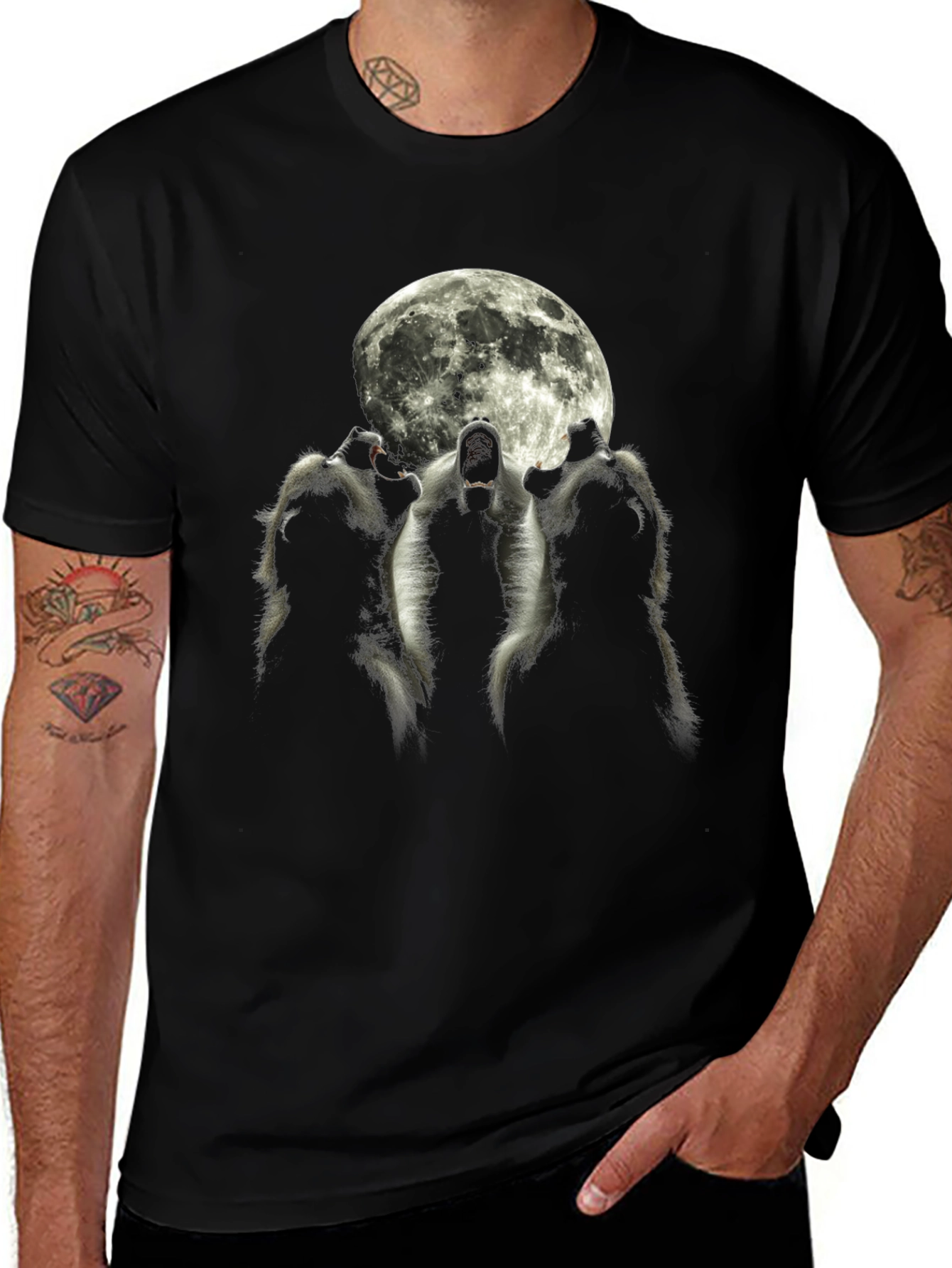 Wolf Moon Graphic Tee - Black Short Sleeve