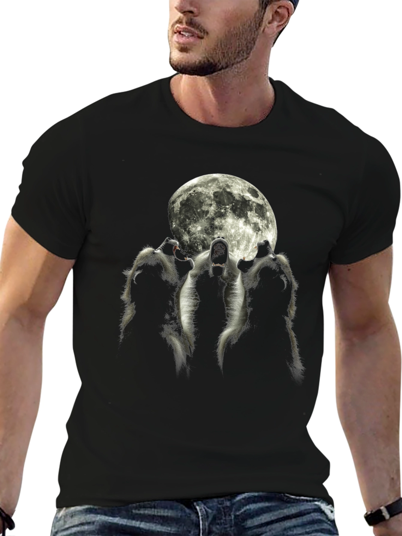 Wolf Moon Graphic Tee - Black Short Sleeve