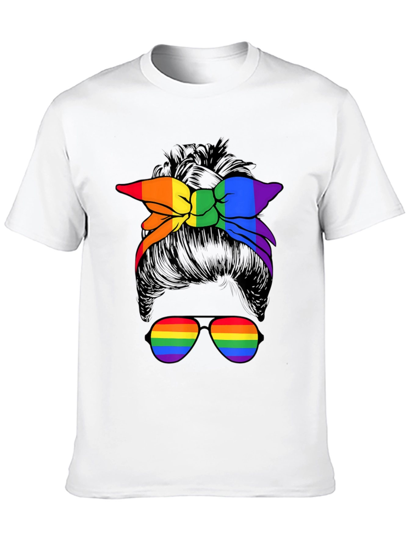 Rainbow Messy Bun T-Shirt - Pride