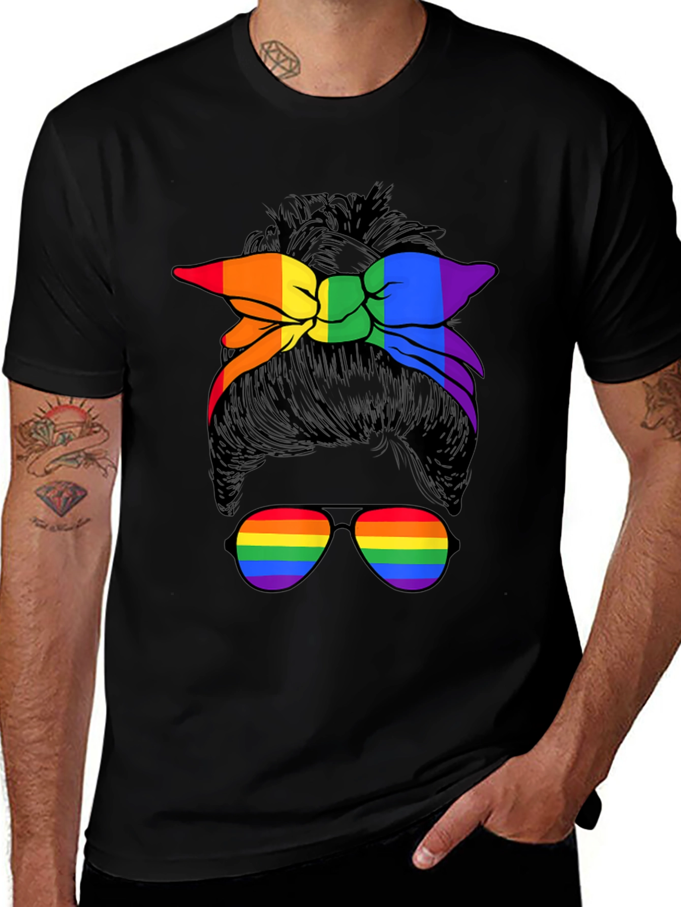 Rainbow Messy Bun T-Shirt - Pride