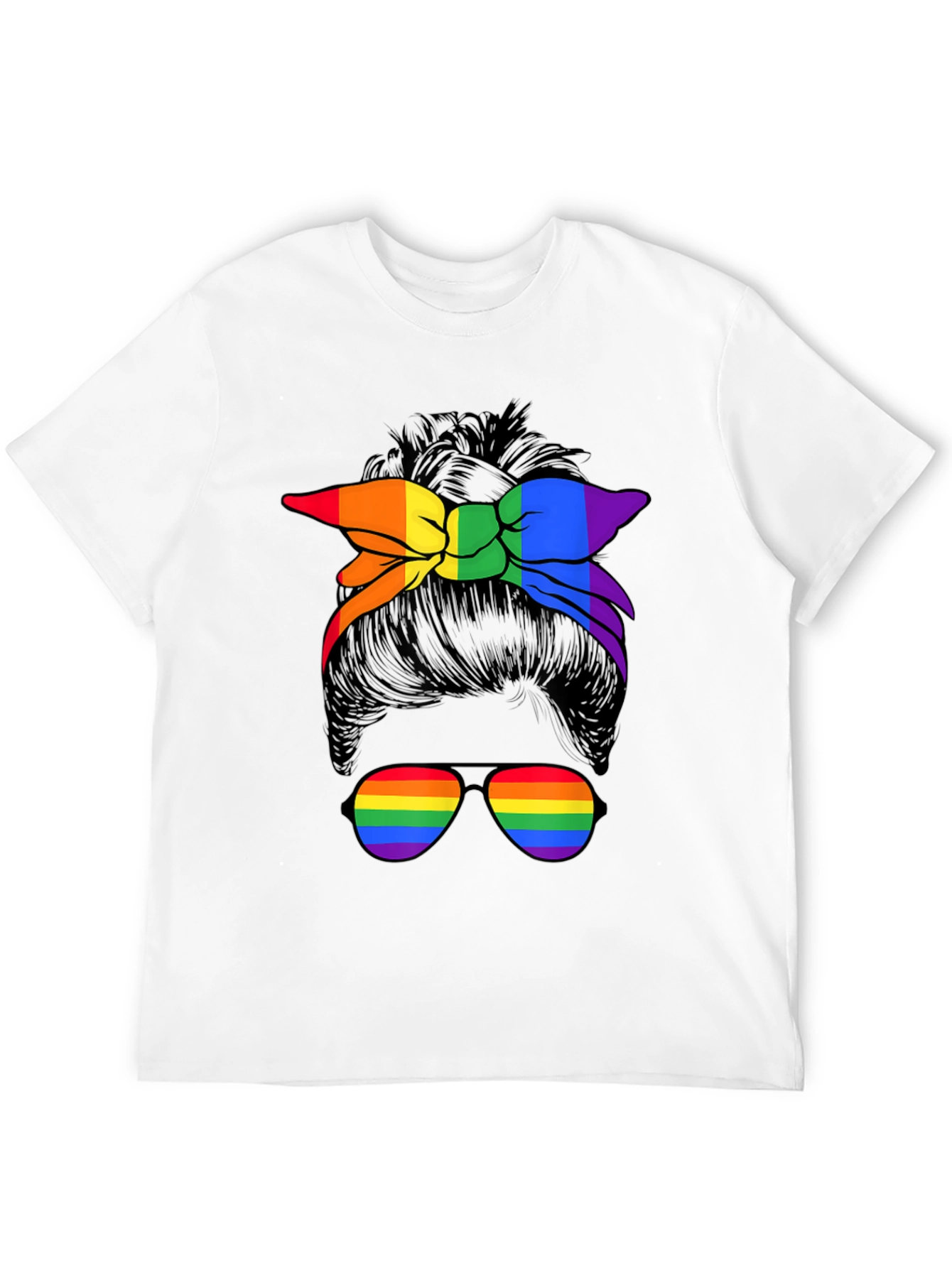 Rainbow Messy Bun T-Shirt - Pride