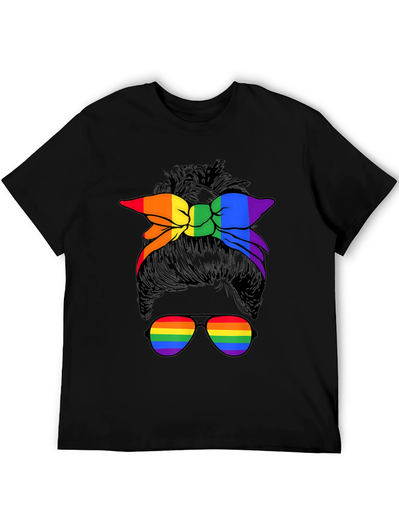 Rainbow Messy Bun T-Shirt - Pride