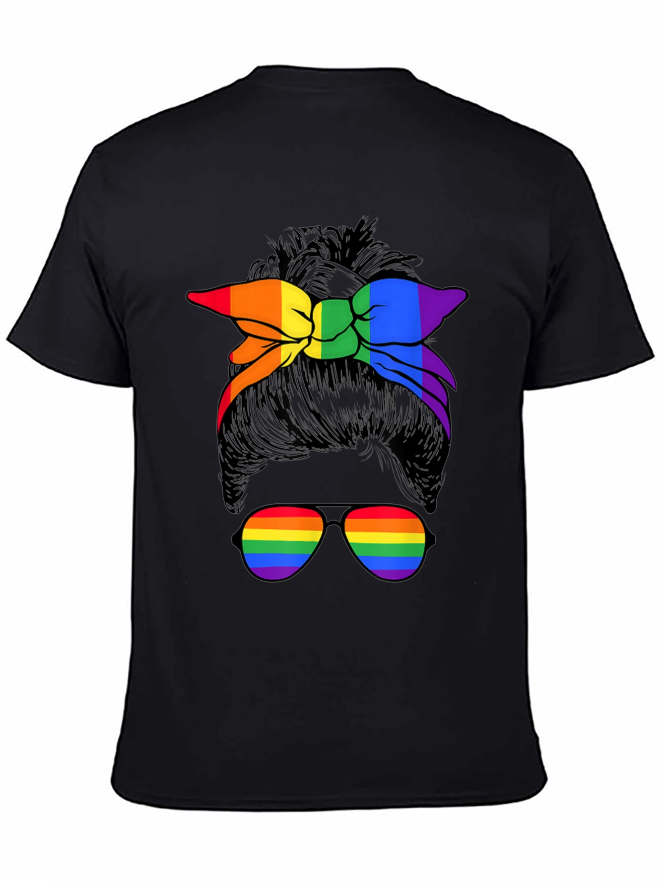 Rainbow Messy Bun T-Shirt - Pride