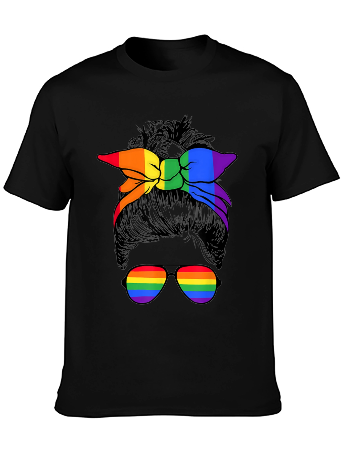 Rainbow Messy Bun T-Shirt - Pride