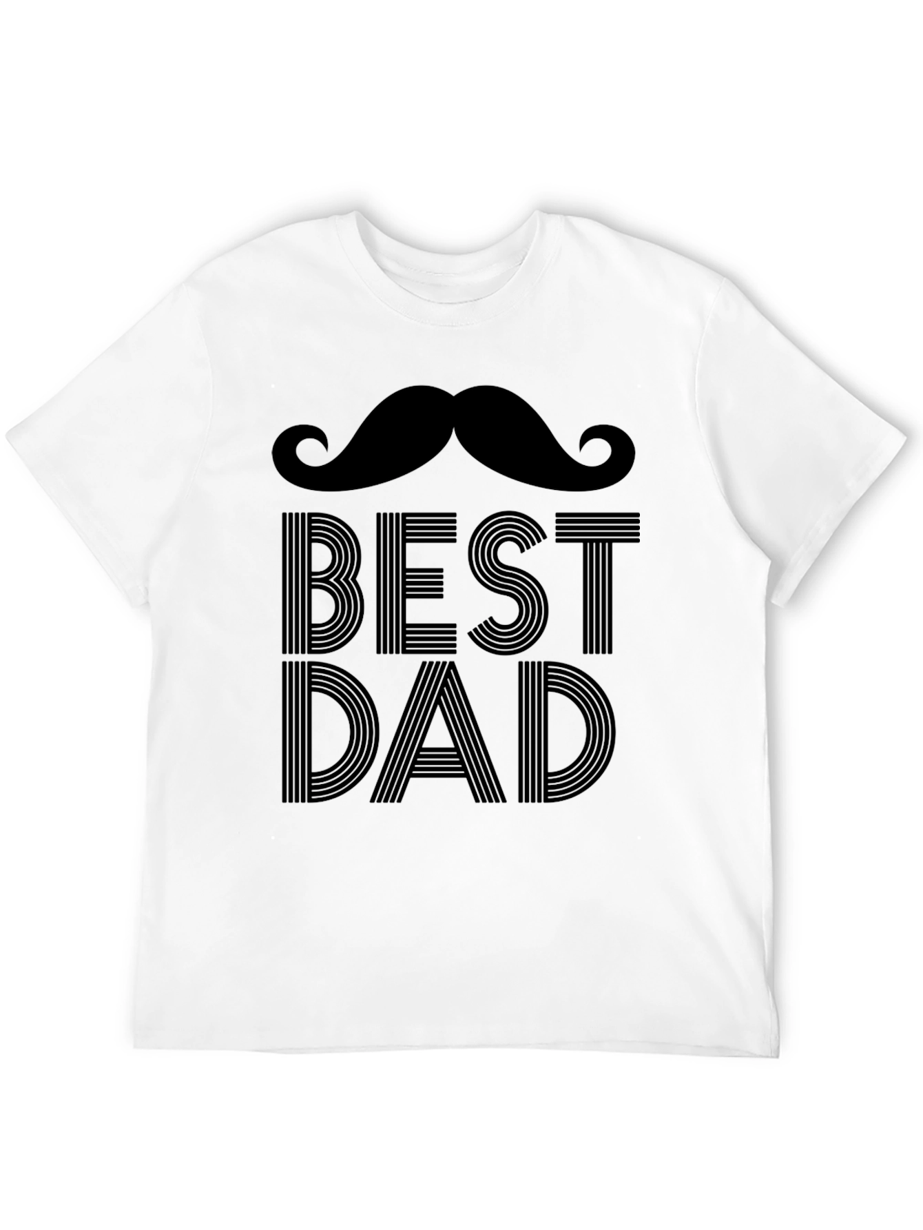 Best Dad Moustache Graphic Print T-Shirt