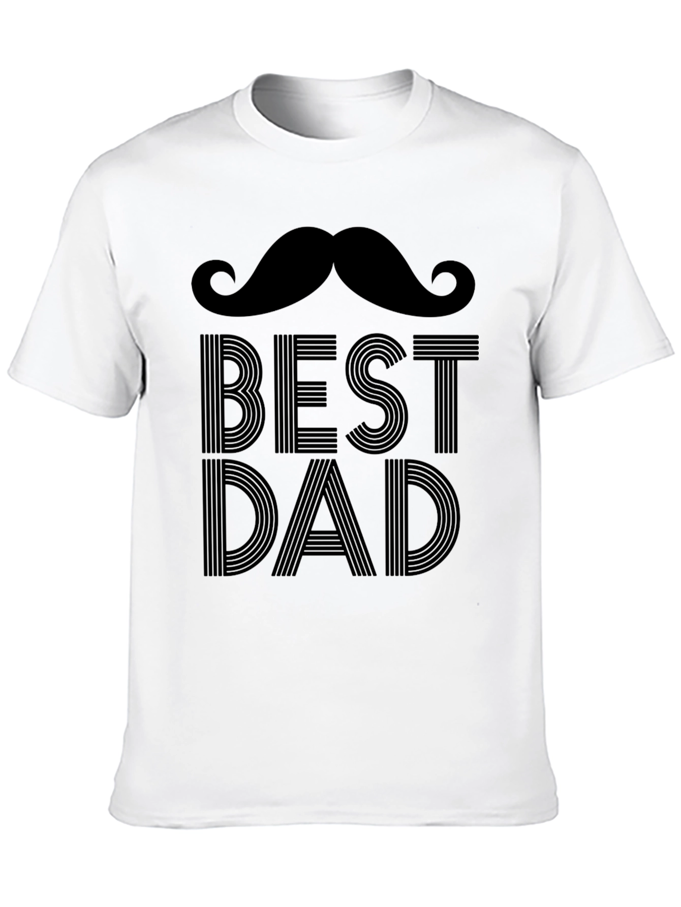 Best Dad Moustache Graphic Print T-Shirt