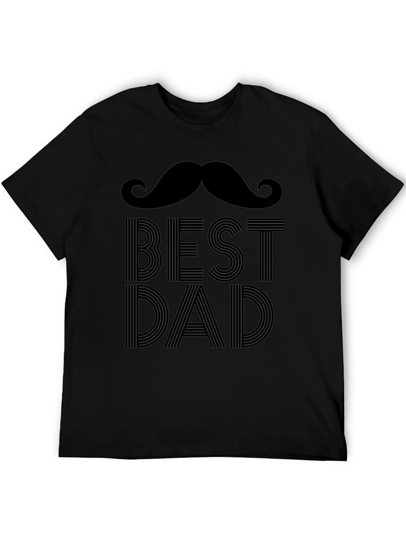 Best Dad Moustache Graphic Print T-Shirt
