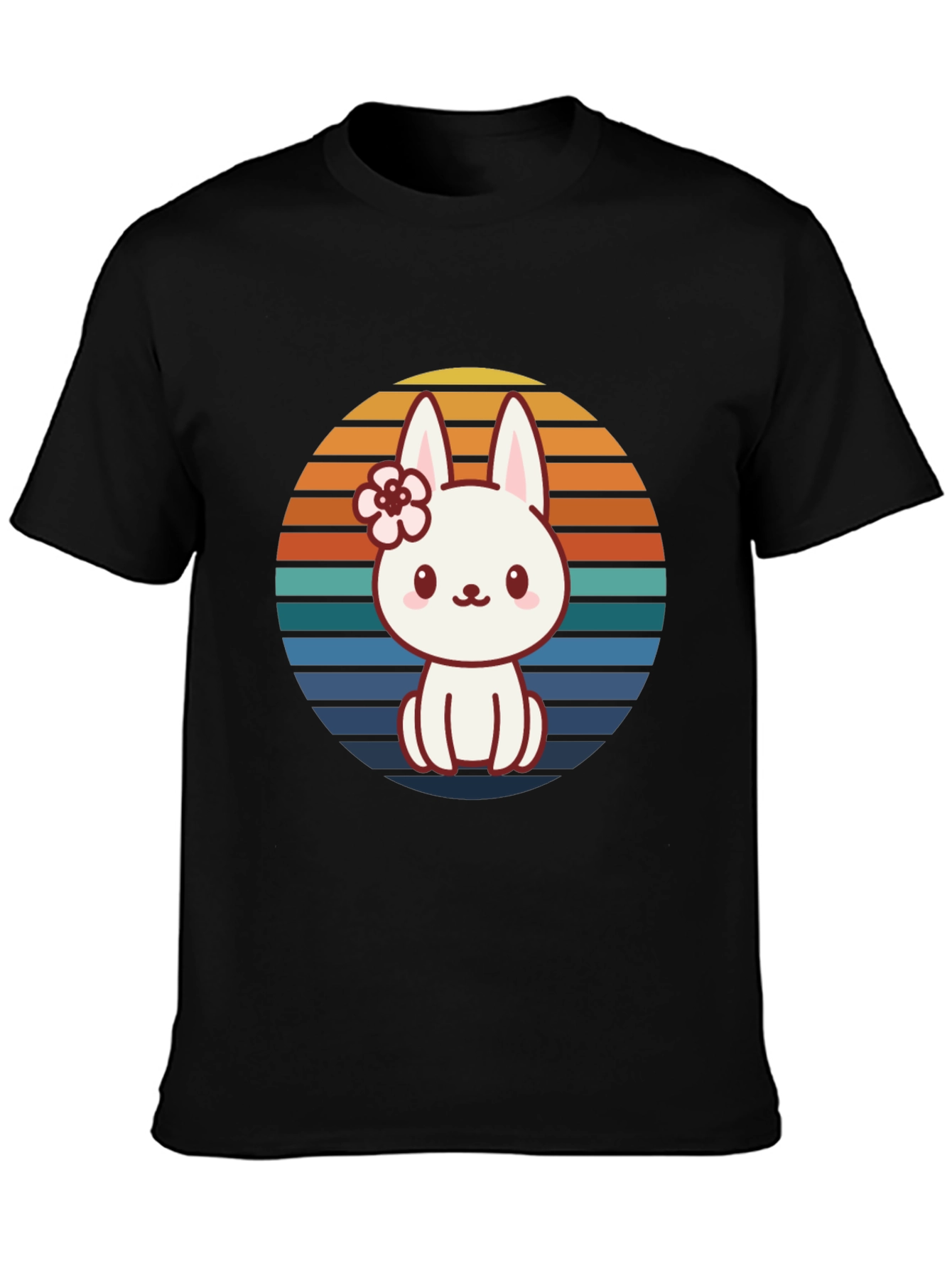 Cute Bunny Retro Sunset Graphic Tee