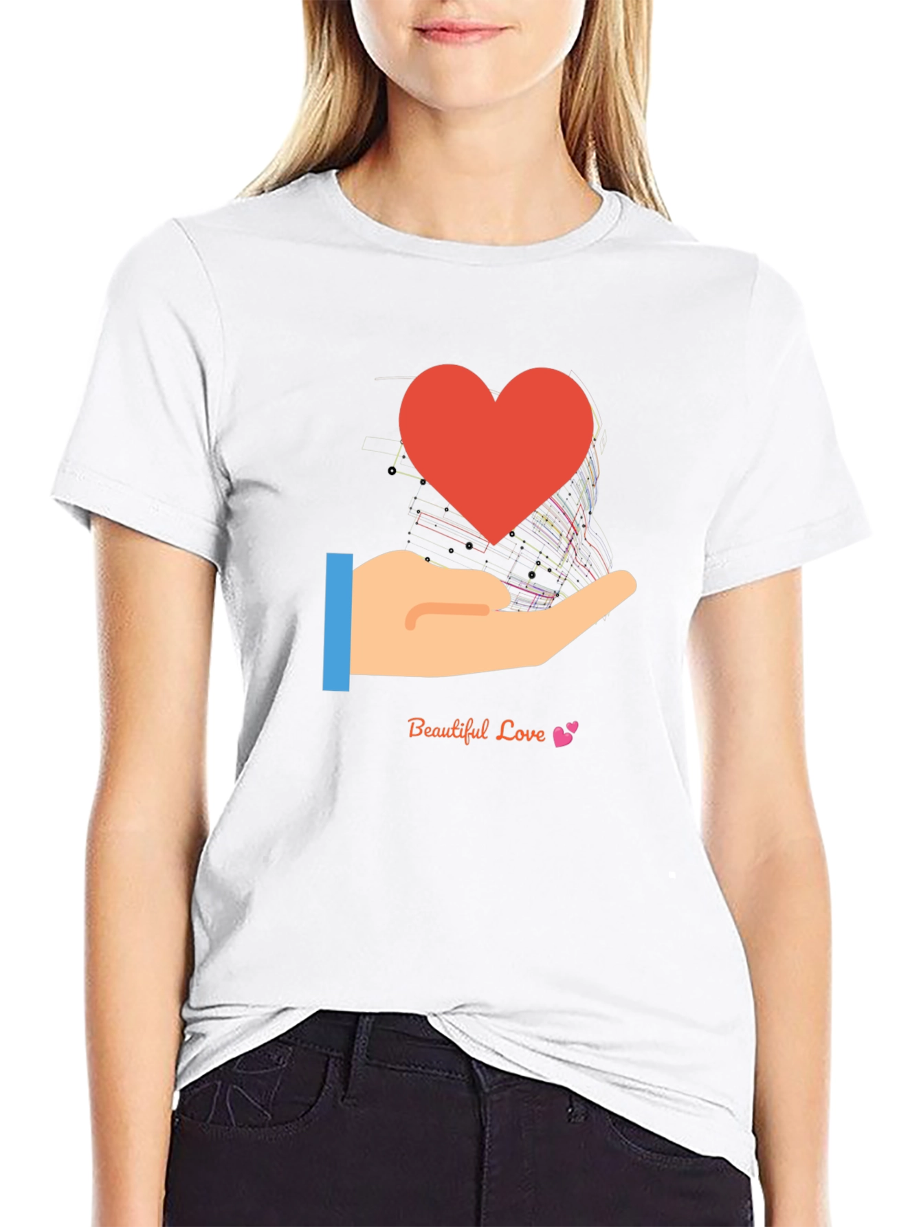 Love in Hand Graphic Tee - Heart Design