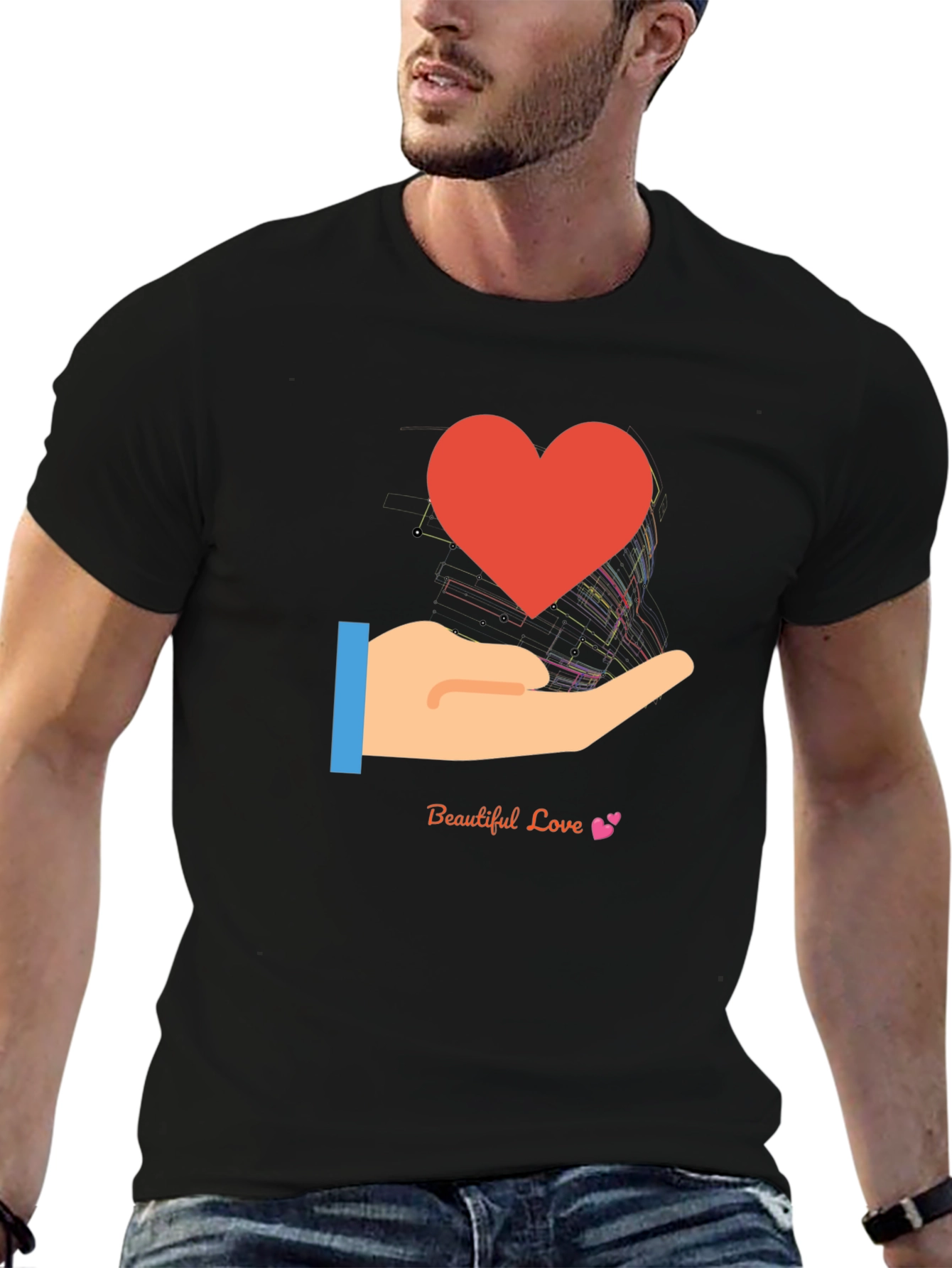 Love in Hand Graphic Tee - Heart Design