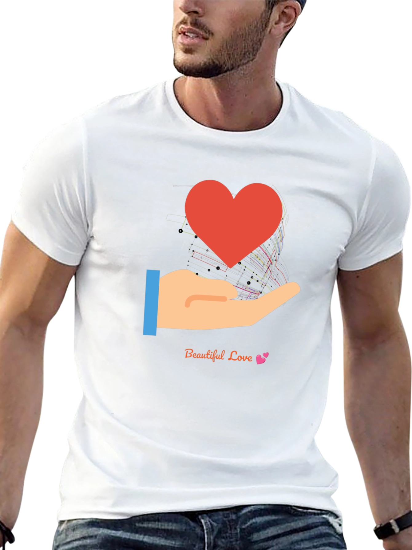 Love in Hand Graphic Tee - Heart Design