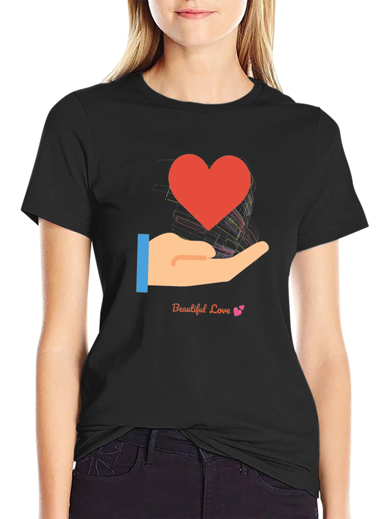 Love in Hand Graphic Tee - Heart Design