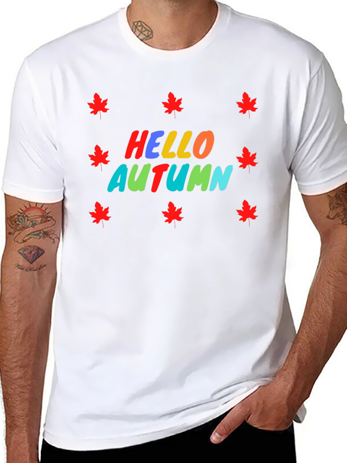 Hello Autumn Maple Leaf Graphic Tee