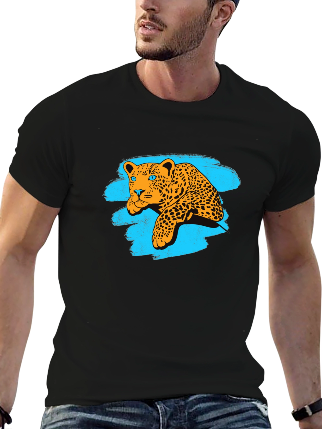 Leopard Graphic Black Tee