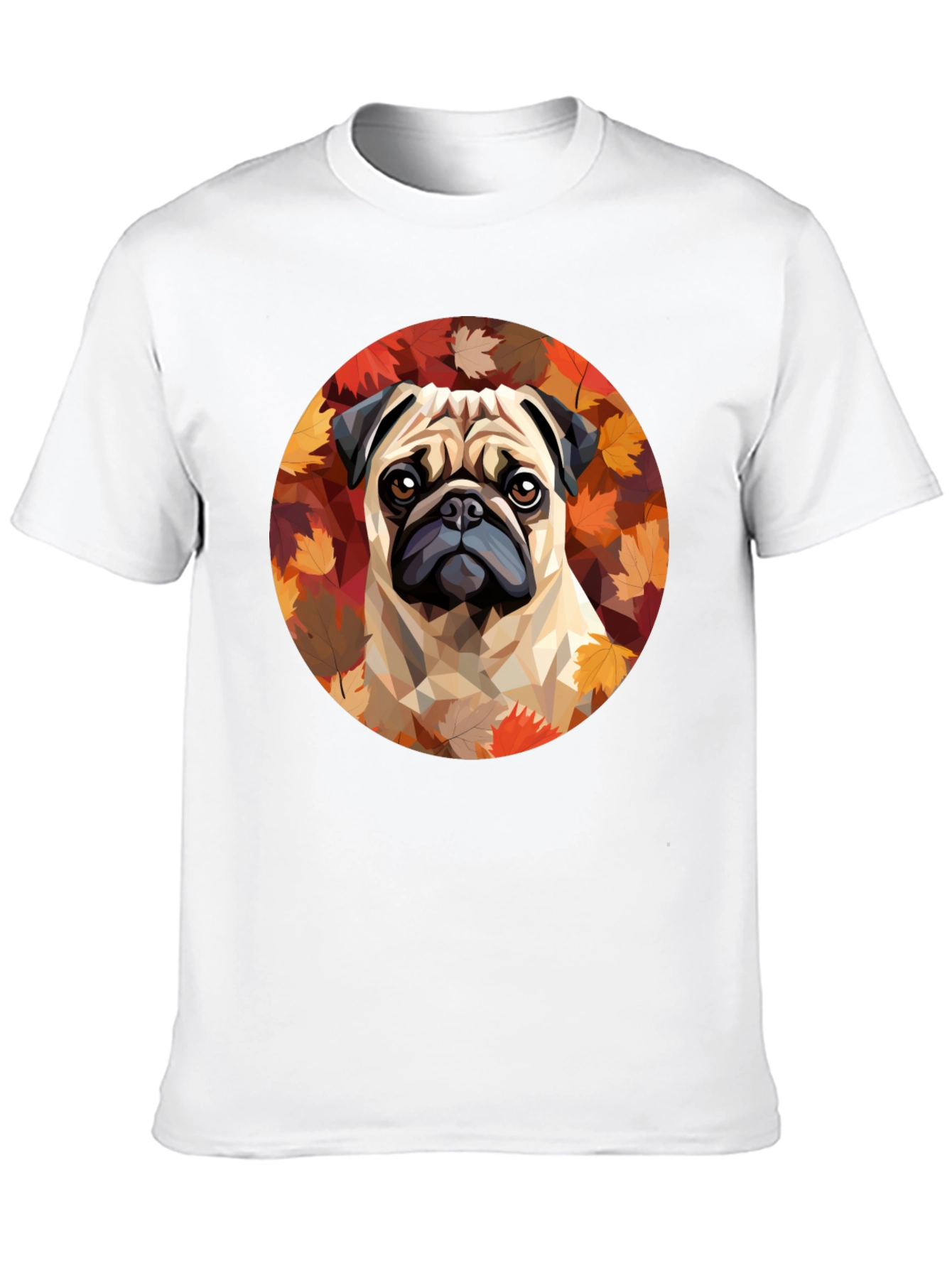 Pug Dog Leaf T-Shirt - Unique Geometric Design