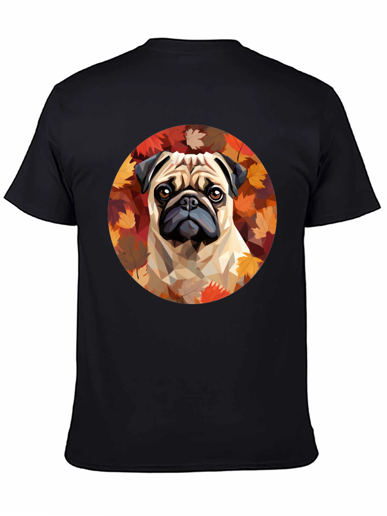 Pug Dog Leaf T-Shirt - Unique Geometric Design