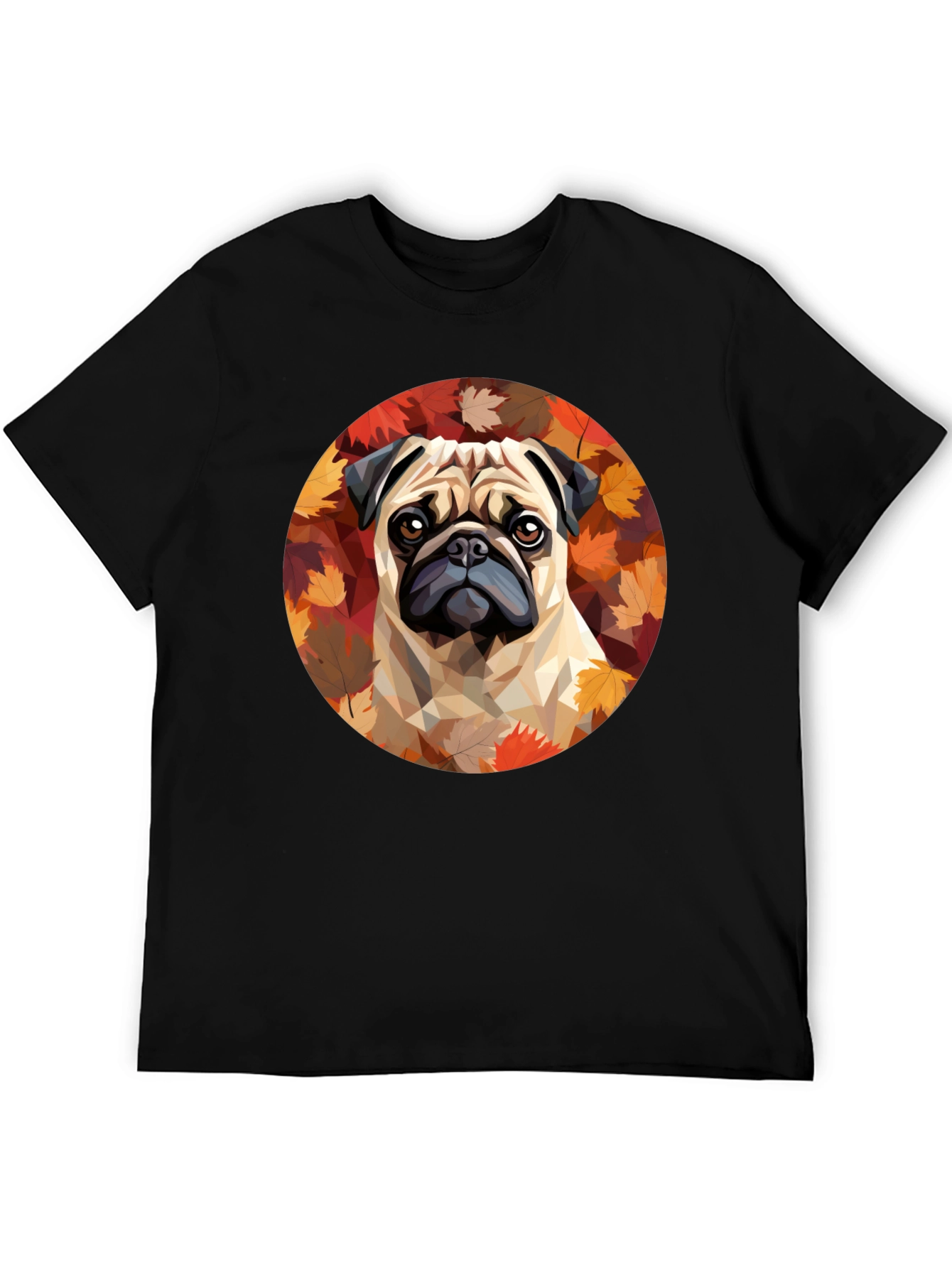 Pug Dog Leaf T-Shirt - Unique Geometric Design