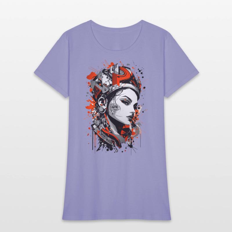 Abstract Colorful Young Woman Graffiti Art