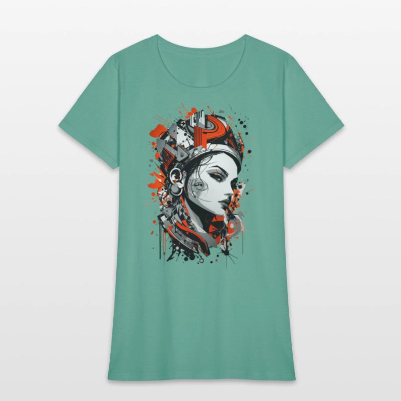 Abstract Colorful Young Woman Graffiti Art