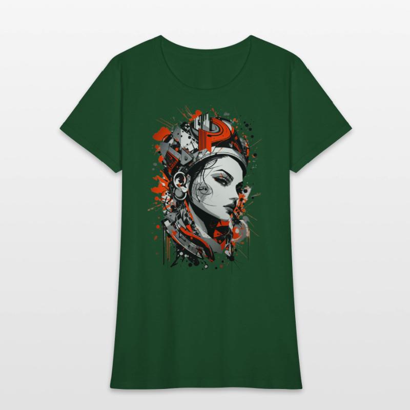 Abstract Colorful Young Woman Graffiti Art