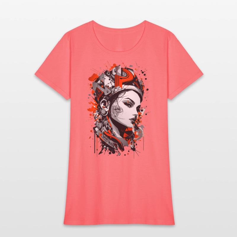 Abstract Colorful Young Woman Graffiti Art