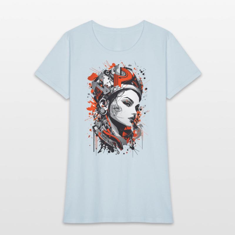 Abstract Colorful Young Woman Graffiti Art