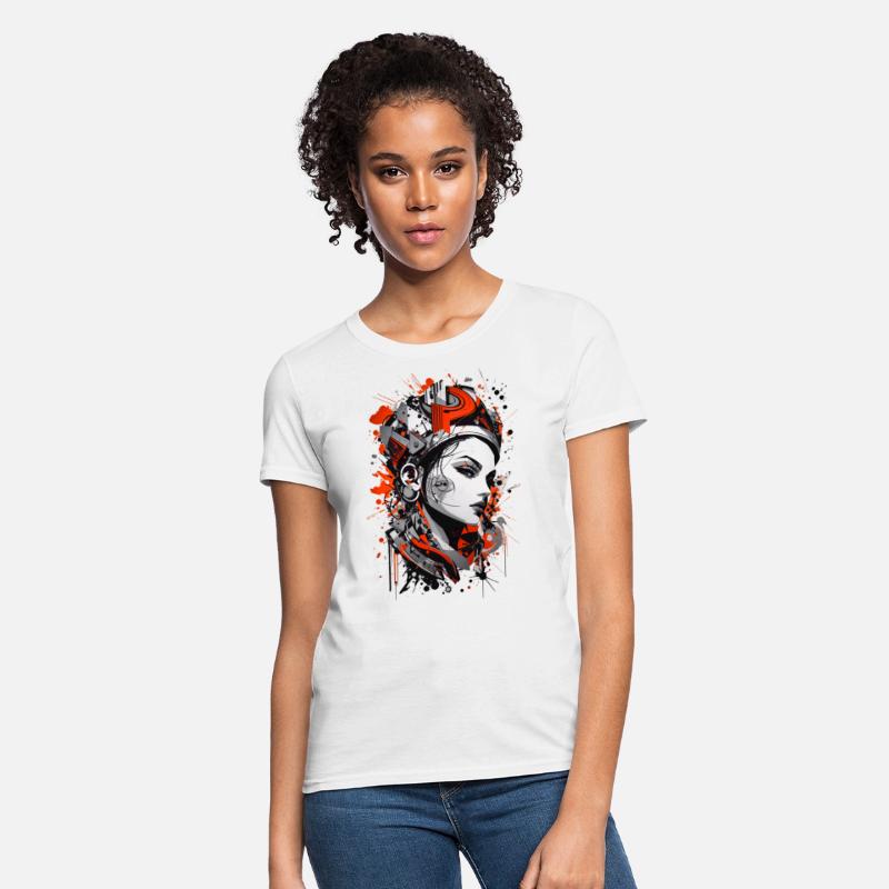 Abstract Colorful Young Woman Graffiti Art