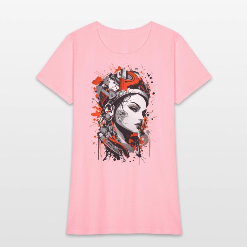 Abstract Colorful Young Woman Graffiti Art