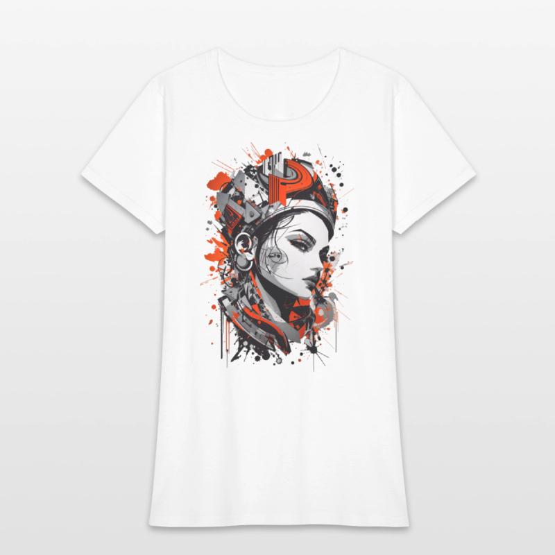 Abstract Colorful Young Woman Graffiti Art