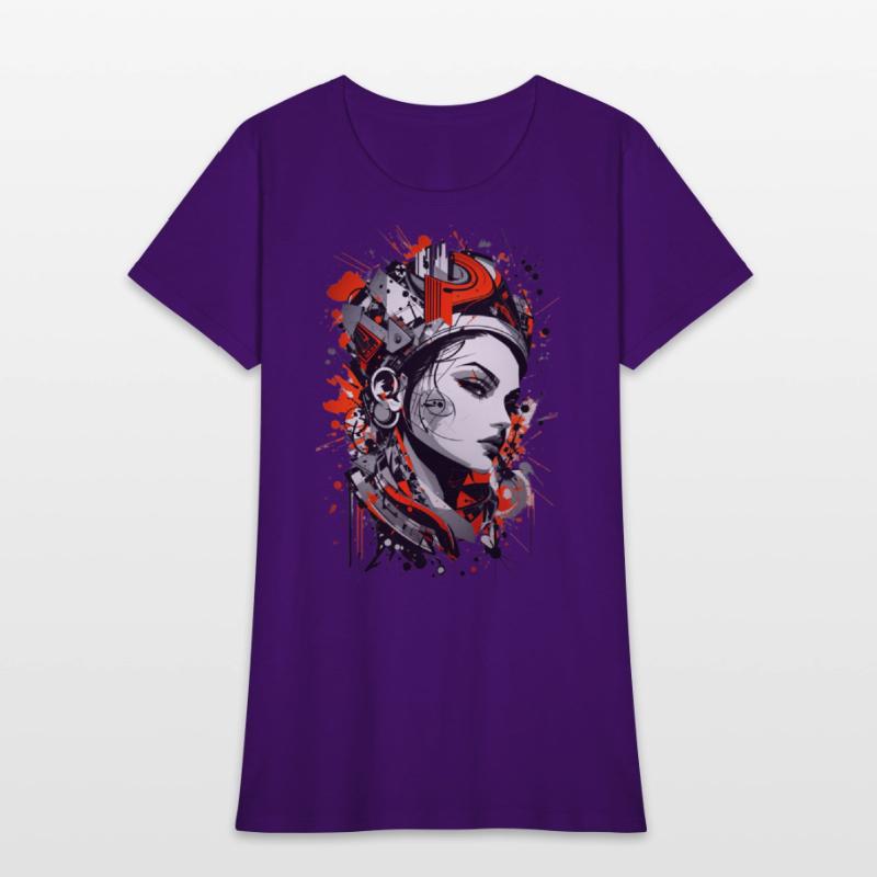 Abstract Colorful Young Woman Graffiti Art