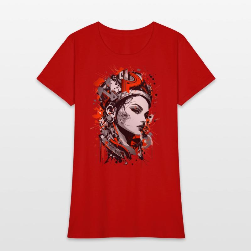 Abstract Colorful Young Woman Graffiti Art