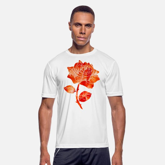 Abstract pasionate coral orange rose flower extrus