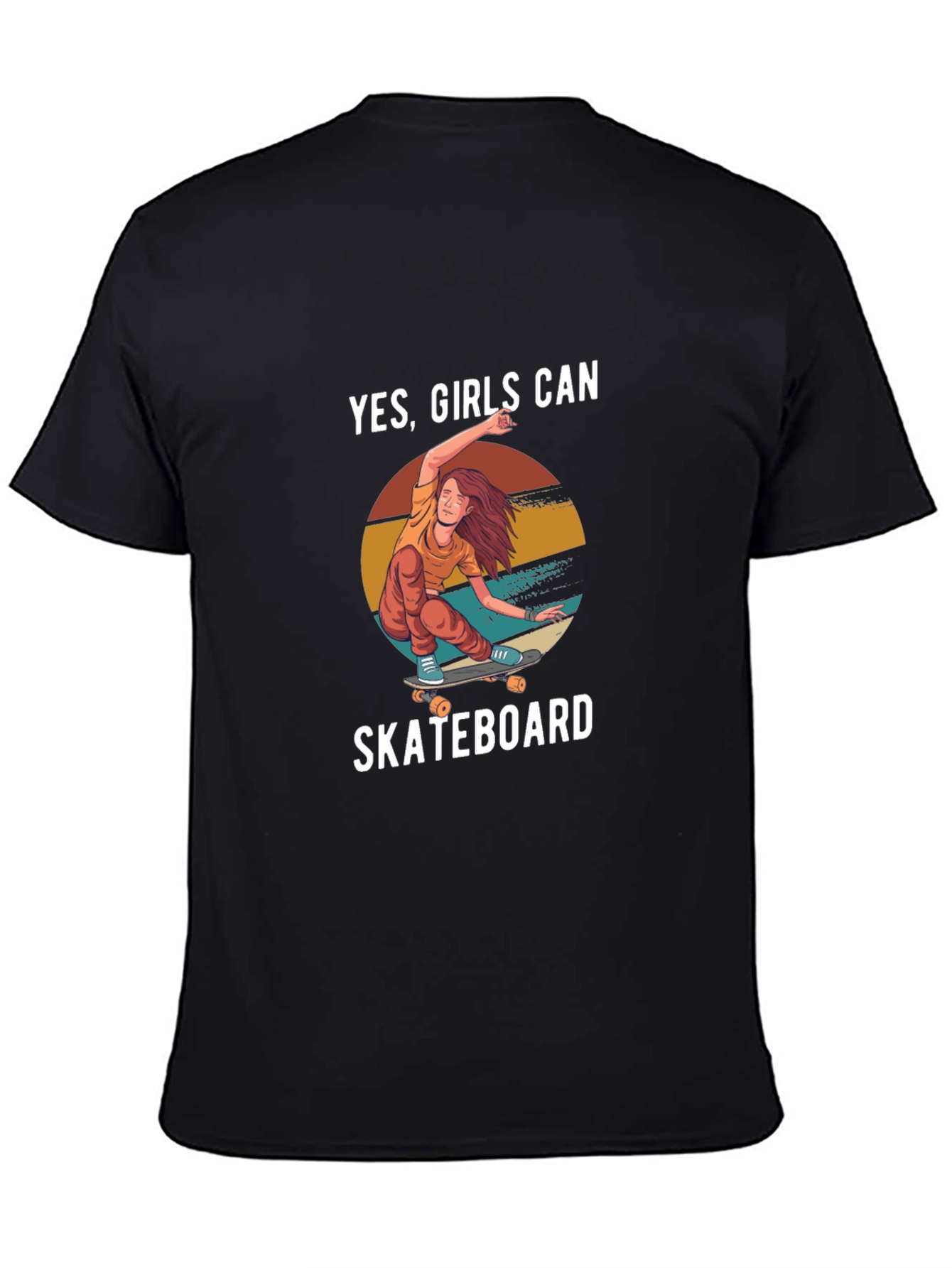 Yes Girls Can Skateboard Graphic Tee - Black